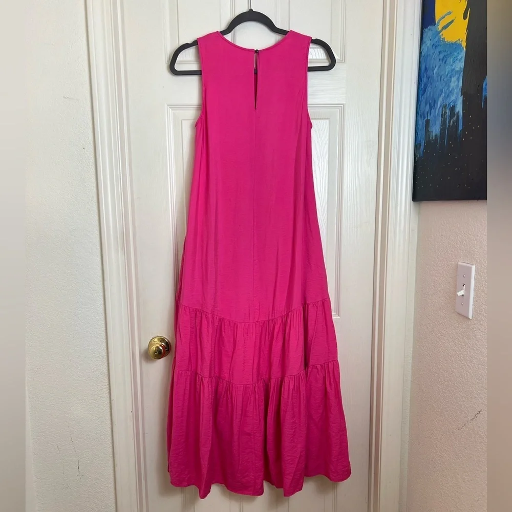 Anthropologie Maeve Marlene Tiered Dress Hot Pink - Picture 9 of 11